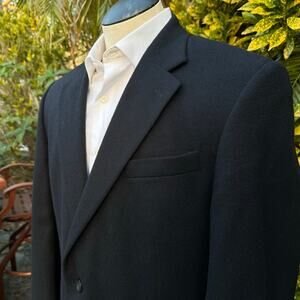 Oscar De La Renta Men 43L Black Sport coat Wool Cashmere Blend Felted